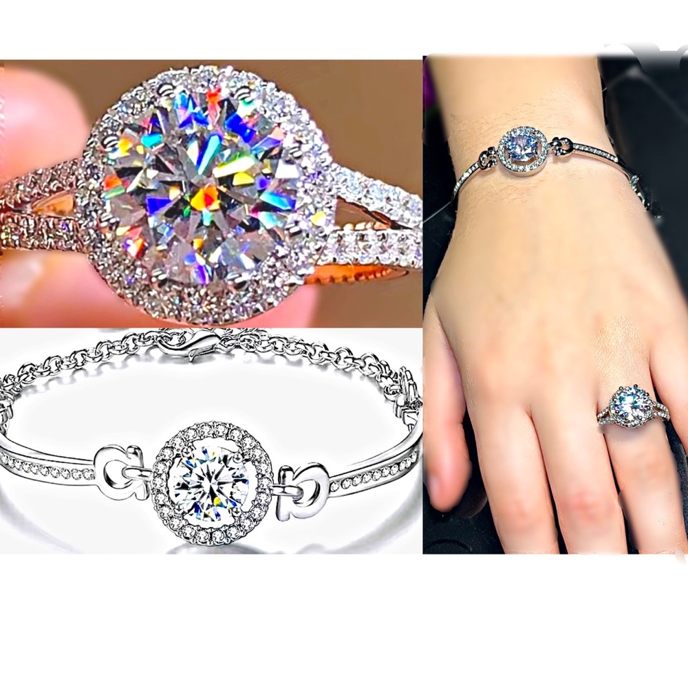 Crystal bracelet and ring set